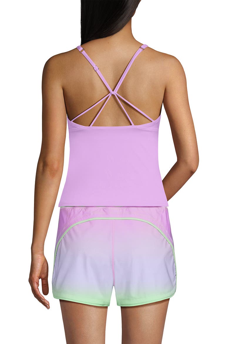 DDD-Cup Chlorine Resistant Tugless High Neck Strappy Back Tankini Swimsuit Top, Alternate, color, Wild Lilac