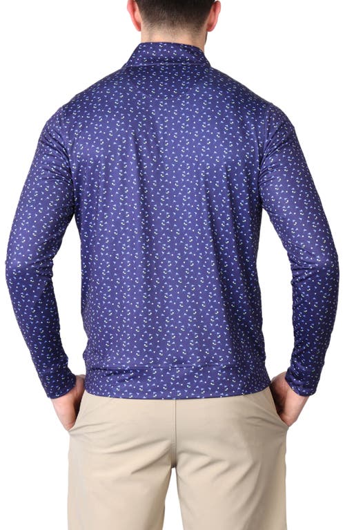 Tailorbyrd Flags Performance Quarter Zip Golf Pullover In Navy