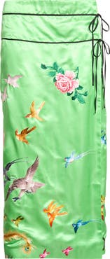 CONNER IVES Demi-Couture Reconstituted Embroidered Silk Wrap Skirt