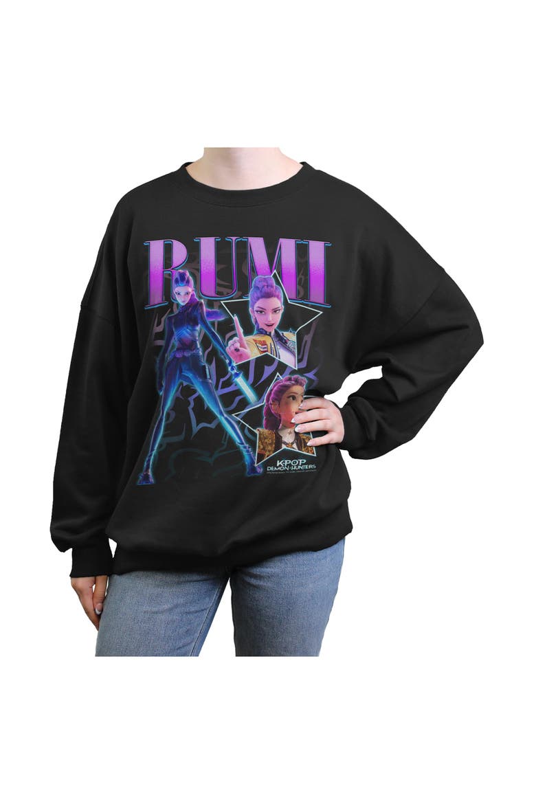 Junior's KPop Demon Hunters Rumi Stars Logo  Sweatshirt, Main, color, Black