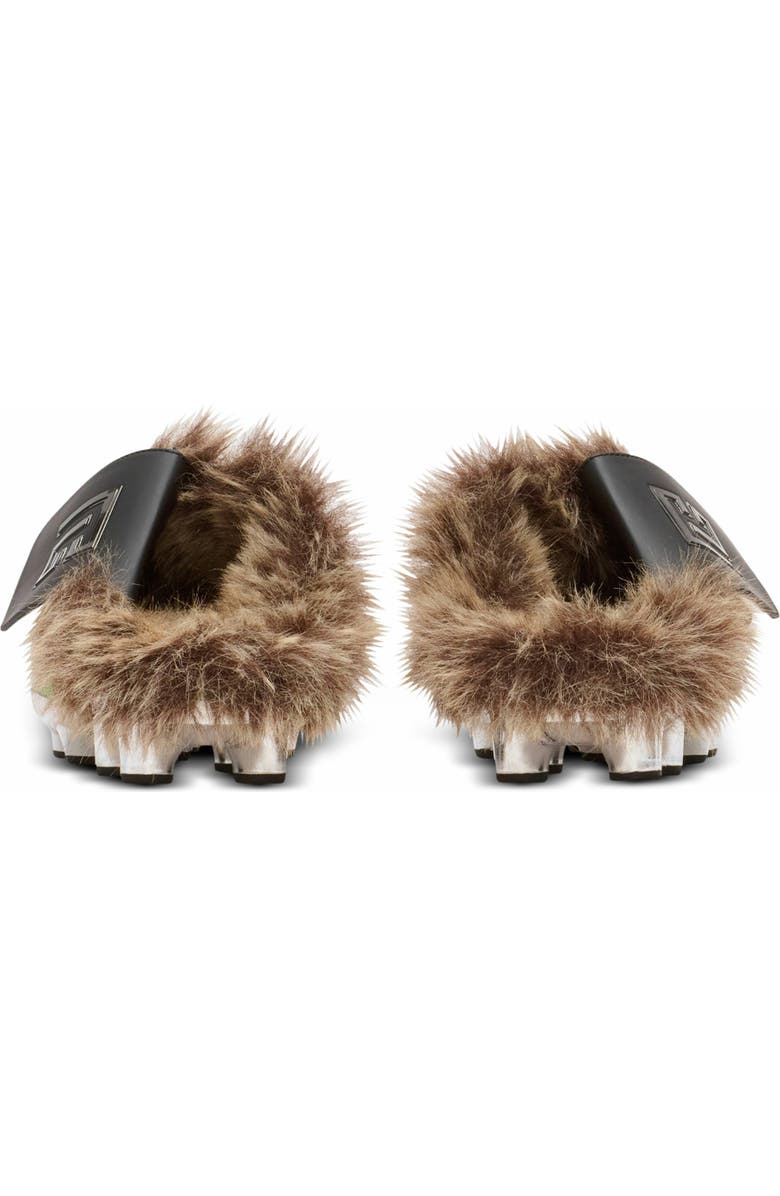 Balmain Half Time Faux Fur-Lined Mules With Technical Fabrics, Alternate, color,