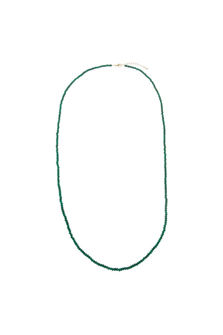 Colored Beaded Chain Necklace 36", Main, color, Emerald Green - 36 Inch