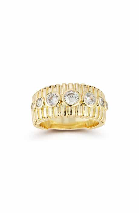 Cubic Zirconia Ribbed Ring