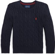 Polo Ralph Lauren Kids' Cotton Cable Knit Crewneck Sweater