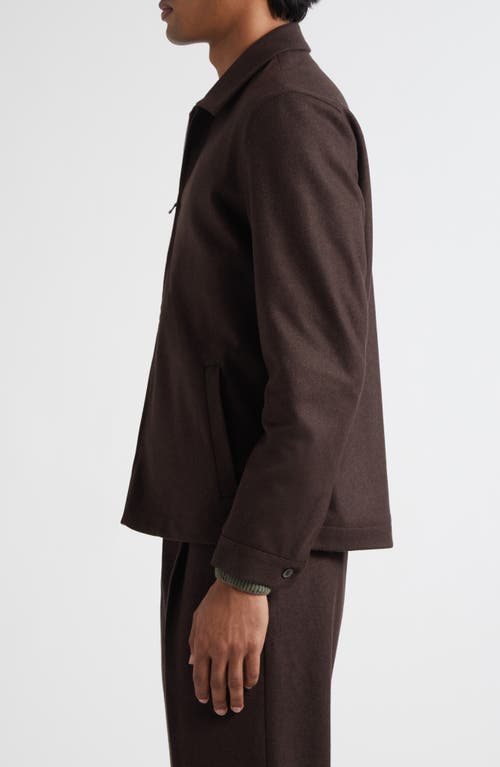 Sunspel Boiled Wool Zip Jacket In Brown
