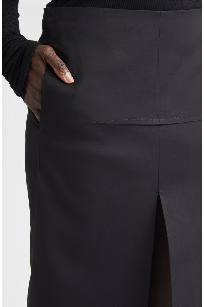 Sliced Stretch Poplin Maxi Skirt, Alternate, color, BLACK