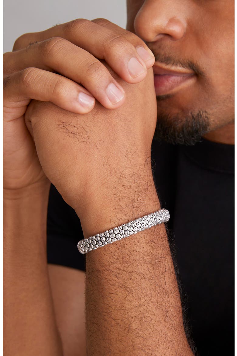 Men's Anthem Caviar Skull Bracelet, Alternate, color, SILVER