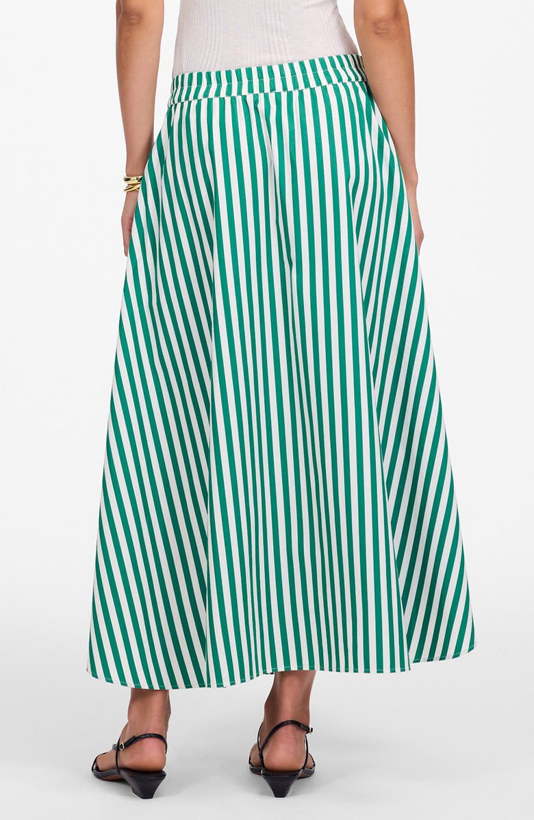 Madewell Stripe Cotton Poplin Midi Skirt, Alternate, color, Verdant Green
