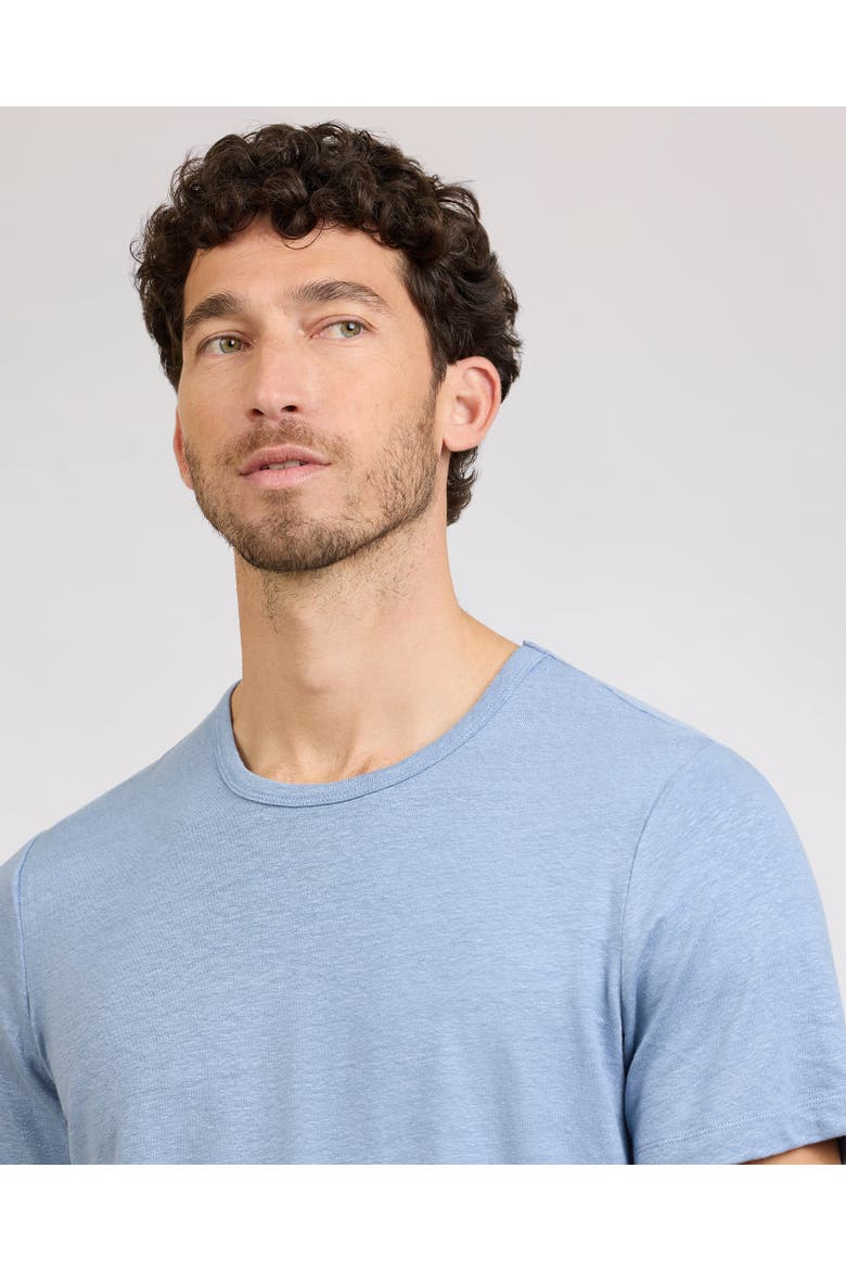 Stretch Linen Crewneck Short Sleeve Tee, Alternate, color, Soft Blue