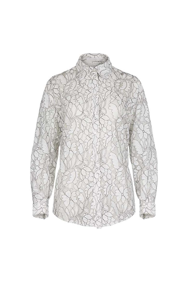 Women's Shirt  Daniela White And Black Sheer Oversized Shirt, Main, color, Black/White