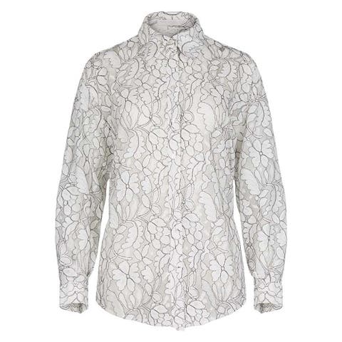 Women's Shirt  Daniela White And Black Sheer Oversized Shirt