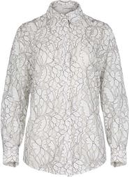 Anne Fontaine Women's Shirt Daniela White And Black Sheer Oversized Shirt