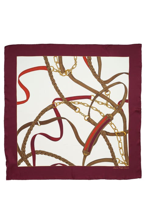 Belting Print Square Silk Scarf
