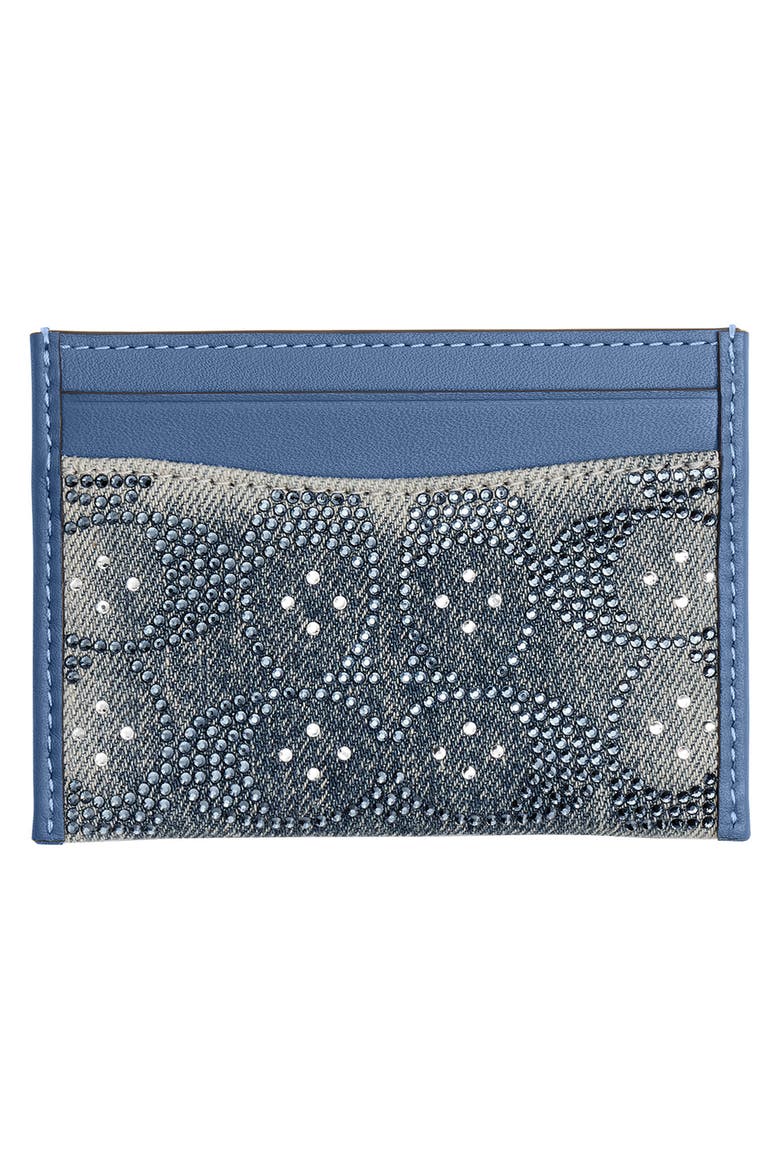 Essential Crystal Signature Denim Card Case, Alternate, color, B4/ DENIM