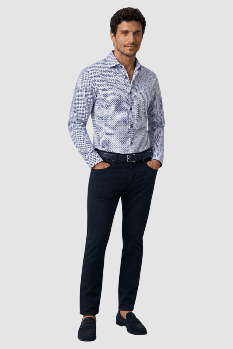 GARNET Men's Regular-fit Micro-pattern Contrast-trim Dress Shirt (Men ...