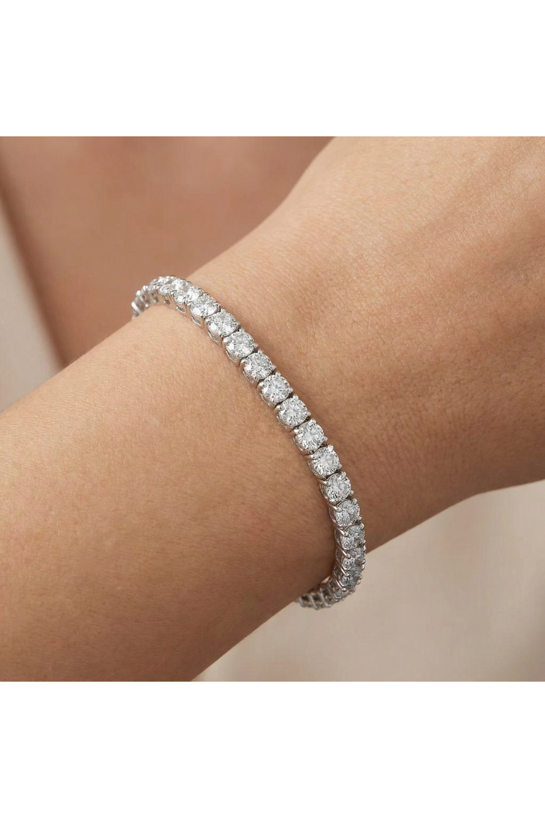 13Ct Round-Cut Diamond Tennis Bracelet 14k Gold 7" Lab Grown, Alternate, color, 14k White Gold