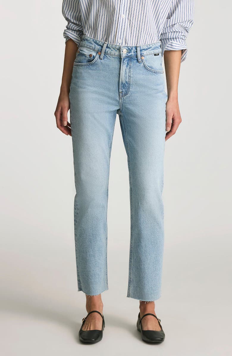 Mavi Jeans New York Raw Hem High Waist Ankle Straight Leg Jeans, Main, color, 