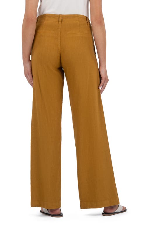 Kut From The Kloth Meg Wide Leg Linen Blend Pants In Brown