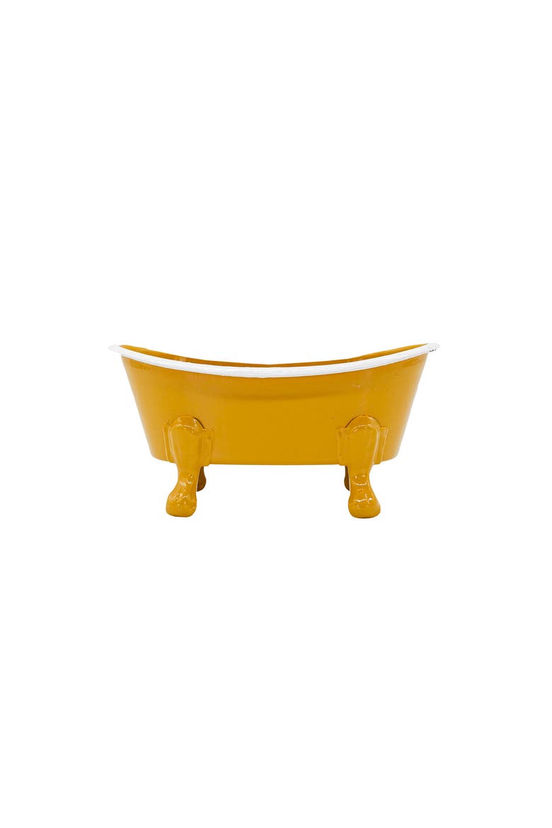 Mustard Enamel Bathtub Soap Dish Planter Metal, Main, color, Yellow