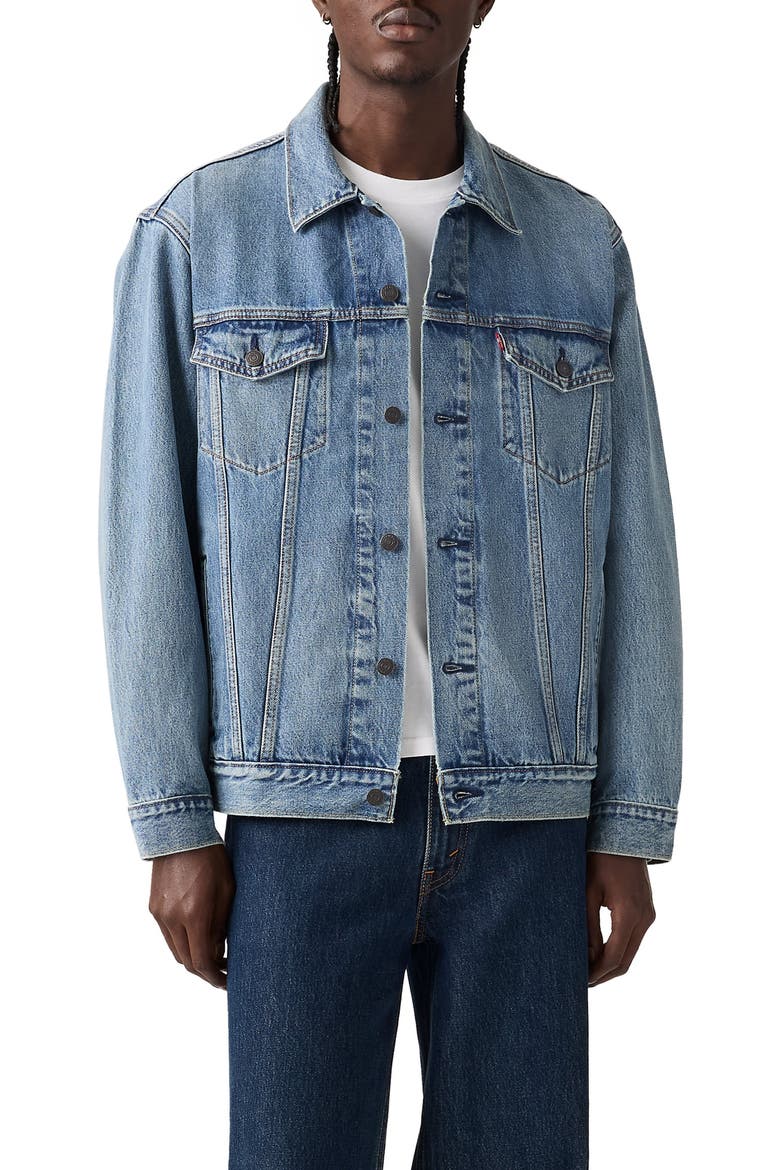 Relaxed Denim Trucker Jacket, Main, color, AFTERNOON STREETS