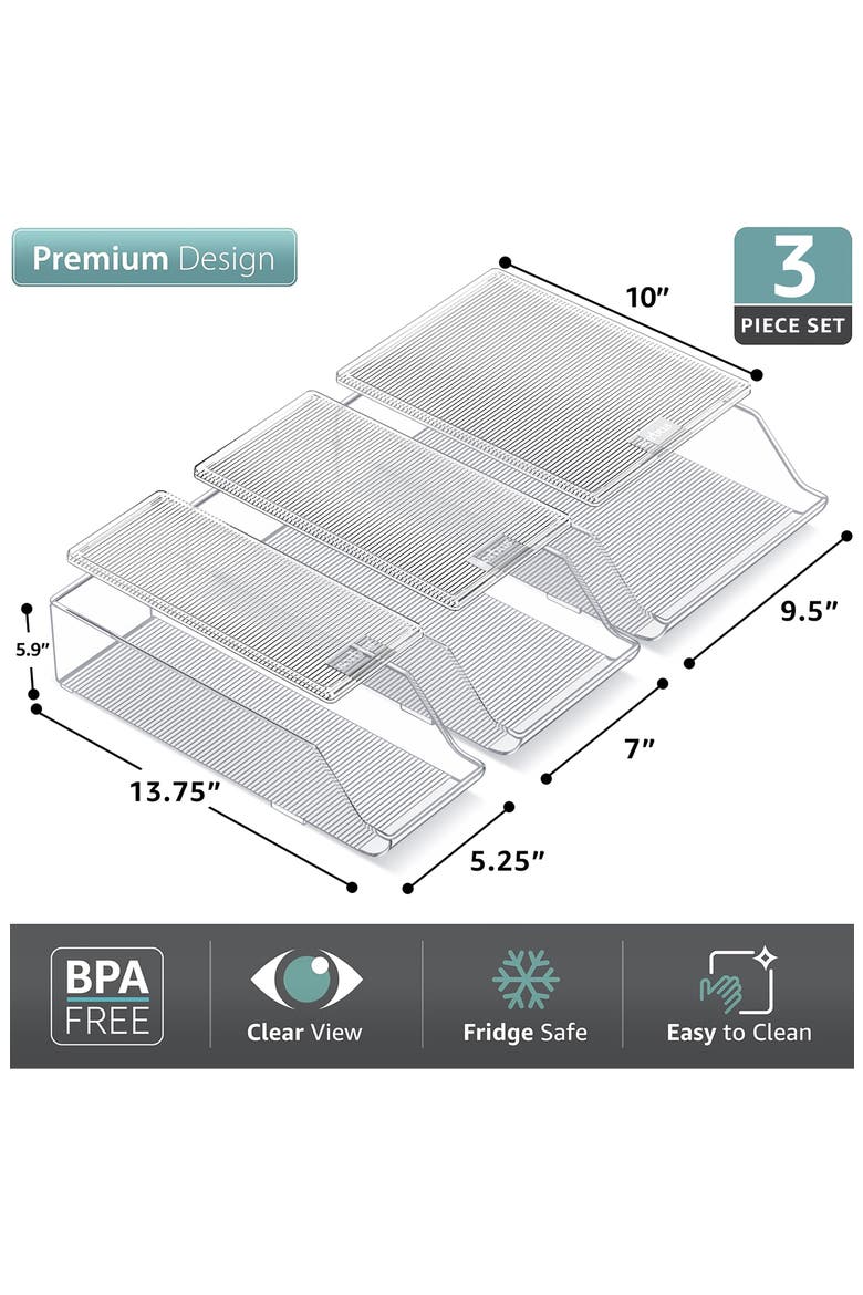 3-Piece Soda Can Organizer Set, Alternate, color, CLEAR