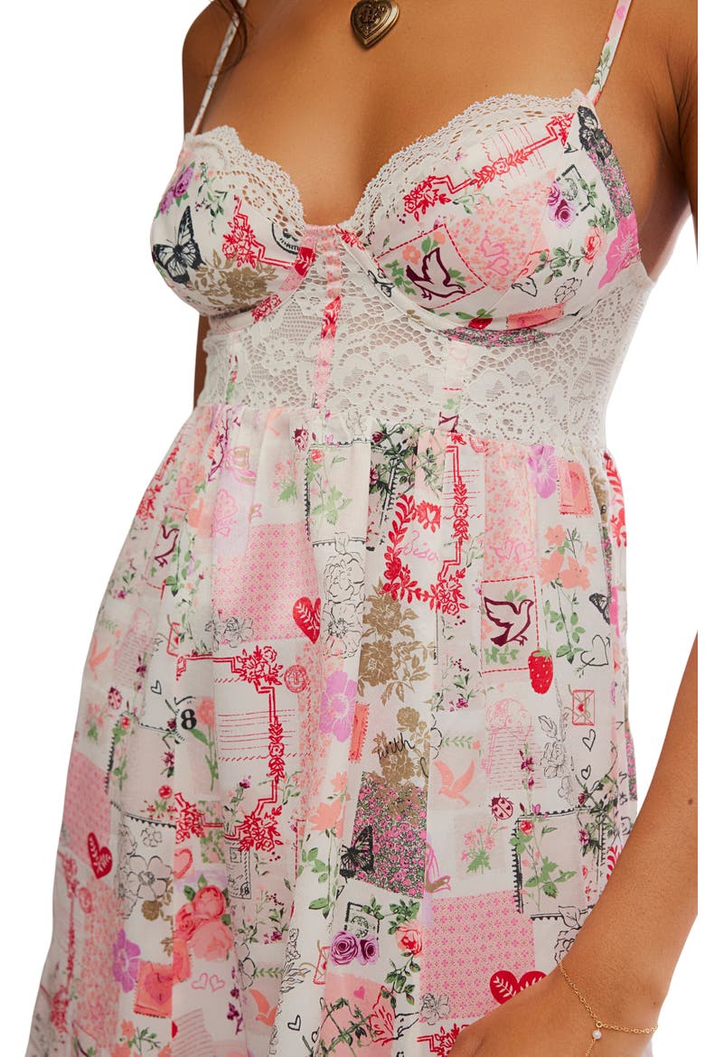Intimately FP Midnight Muse Mini Slip, Alternate, color, IVORY/ FLORAL PRINT COMBO
