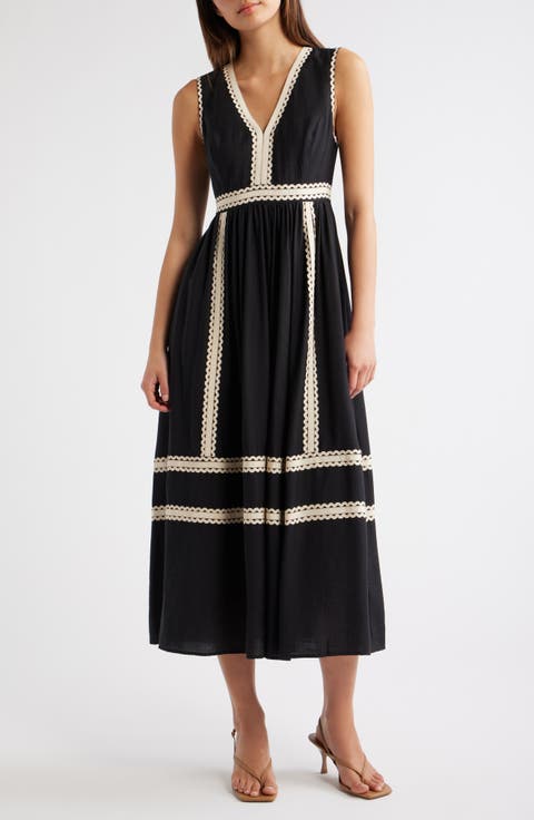 Rickrack Sleeveless Midi Dress