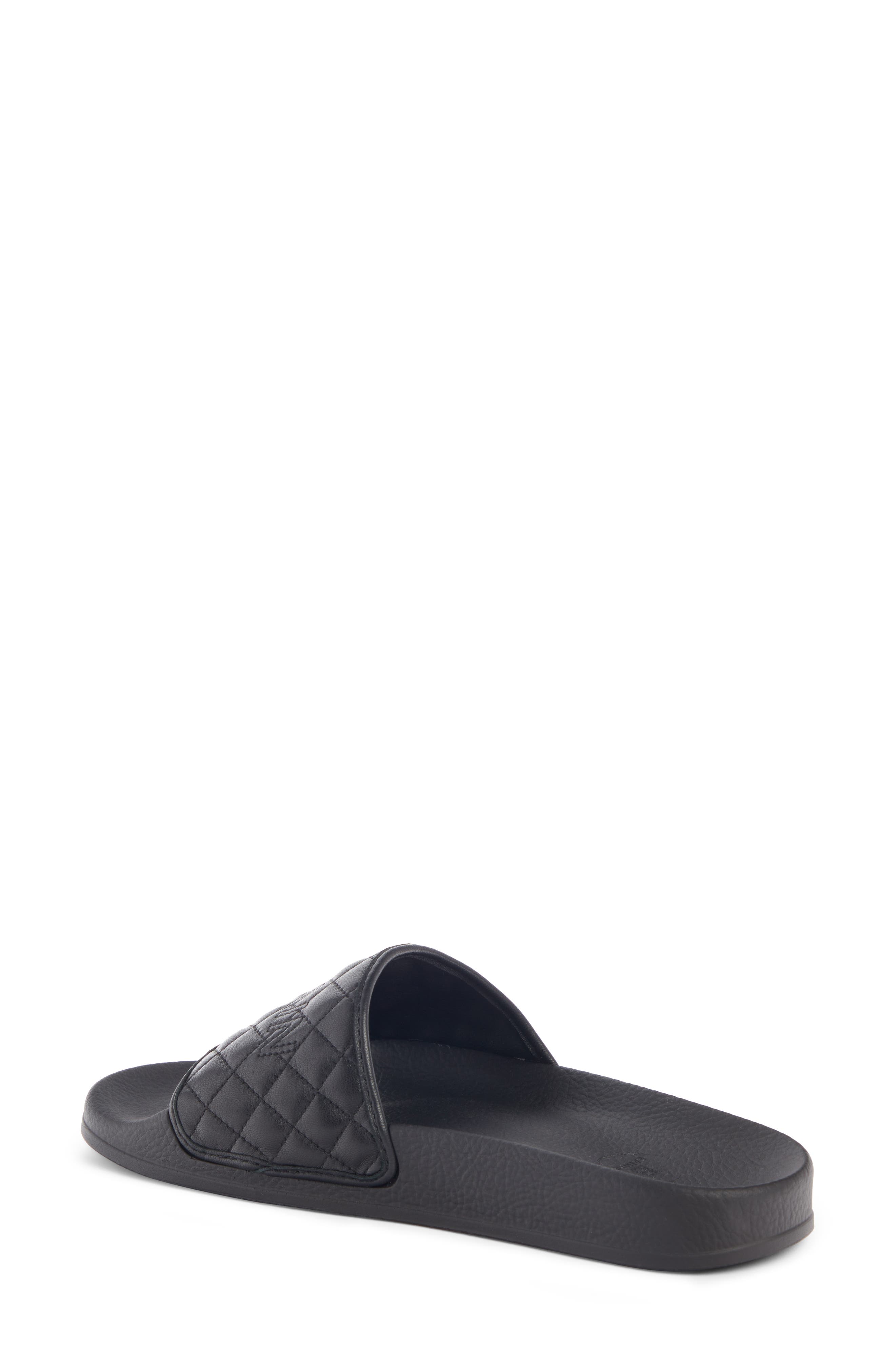 Balmain Calypso Quilted Leather Slide Sandal, Alternate, color, 