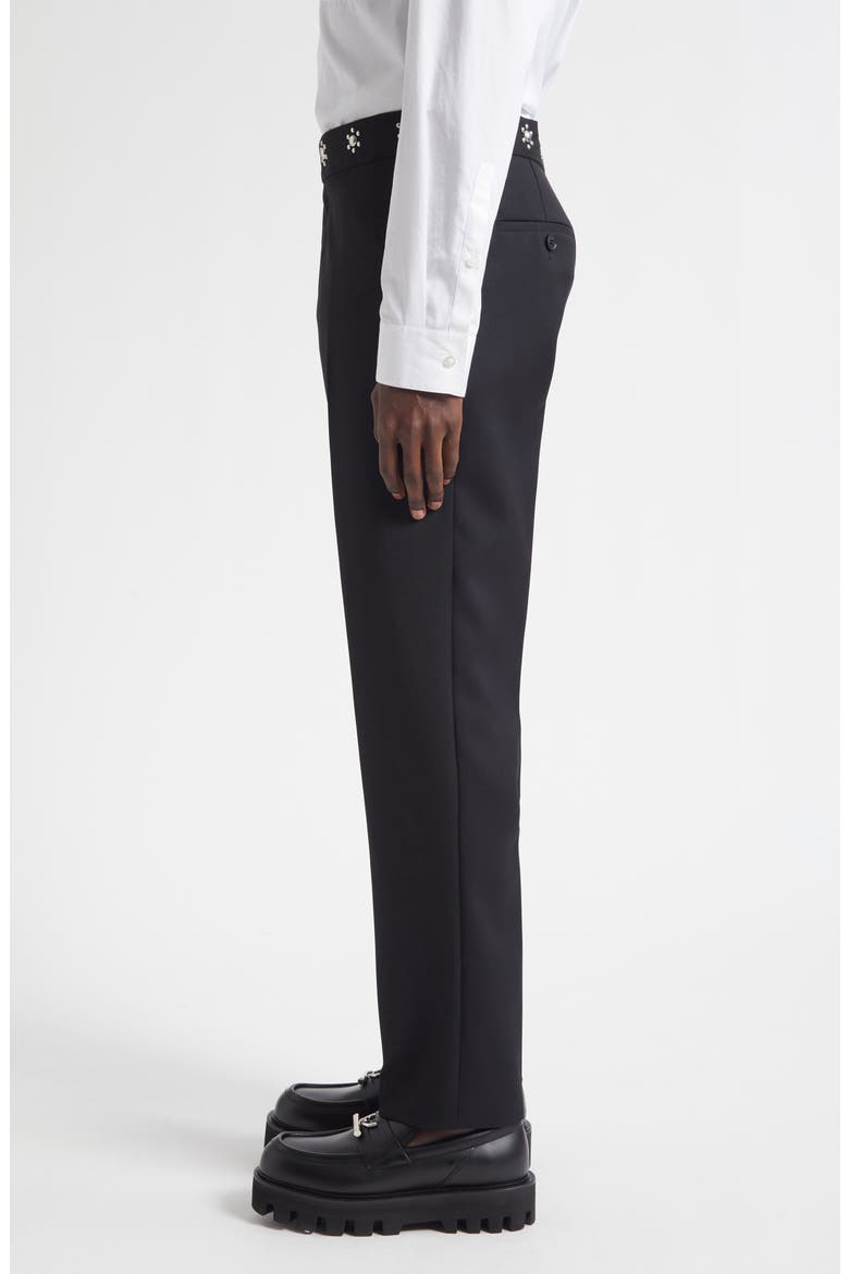 Studded Cotton Cigarette Pants, Alternate, color, BLACK