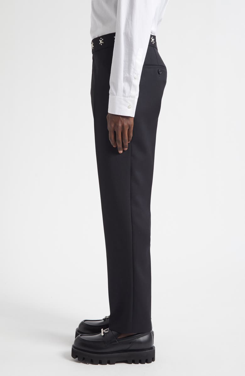 McQueen Studded Cotton Cigarette Pants, Alternate, color, Black