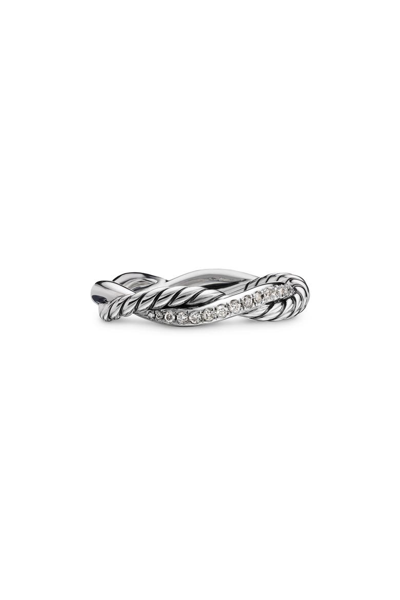 Petite Infinity Band Ring in Sterling Silver with Pavé Diamonds, Alternate, color, SILVER/ DIAMOND