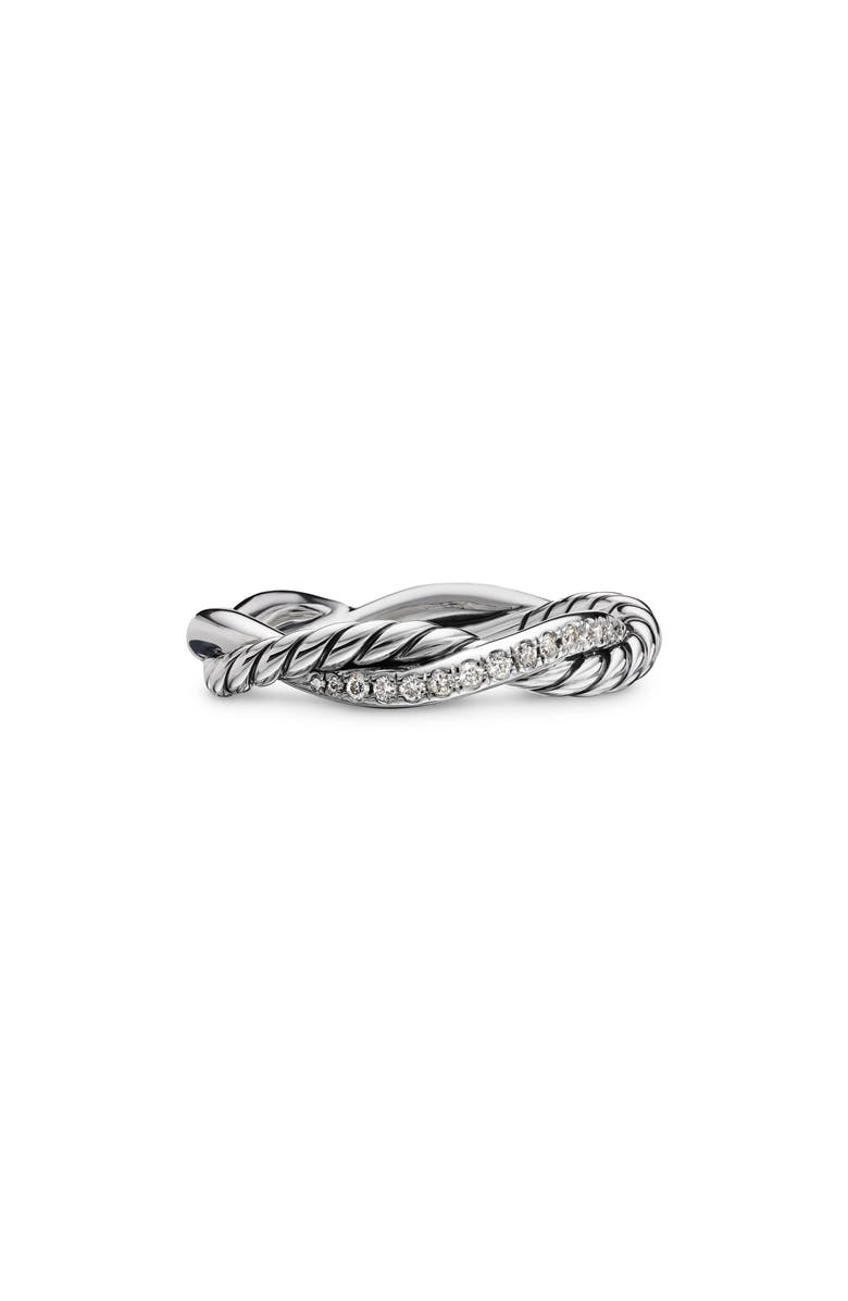 David Yurman Petite Infinity Band Ring in Sterling Silver with Pavé Diamonds, Alternate, color, 