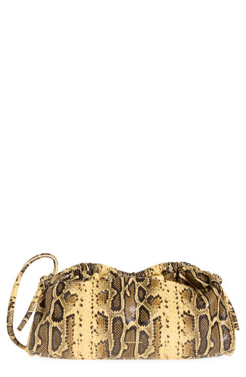 Oversized Cloud Snakeskin Embossed Leather Clutch