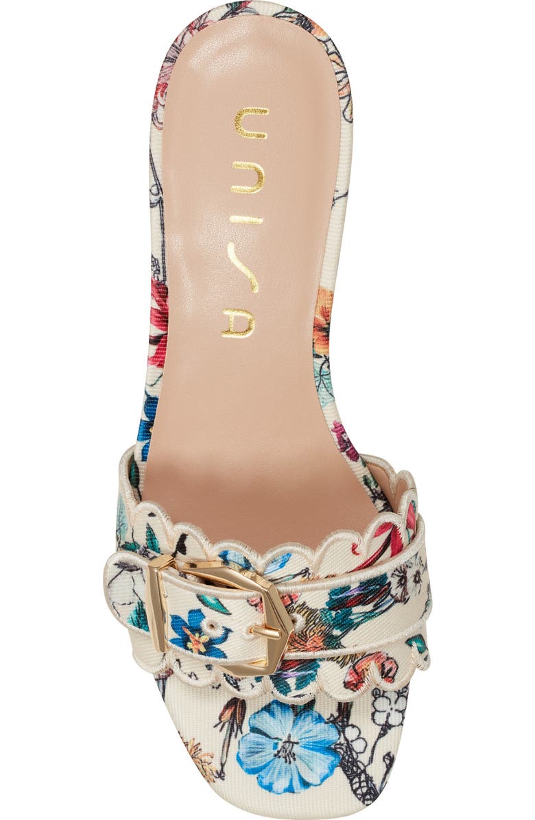 UNISA Vinley Denim Buckle Scalloped Slide Sandal, Alternate, color,