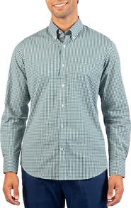 TailorByrd Gingham Stretch Cotton Button-Up Shirt