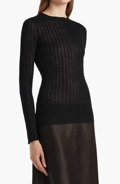 Khaite Elm Ribbed Silk And Wool-blend Top In Black