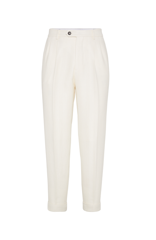 Brunello Cucinelli Diagonal Twill Trousers In Panama