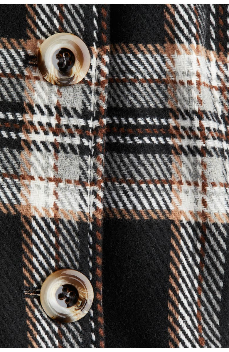 H&M Oversized Coat, Alternate, color, Black/Plaid