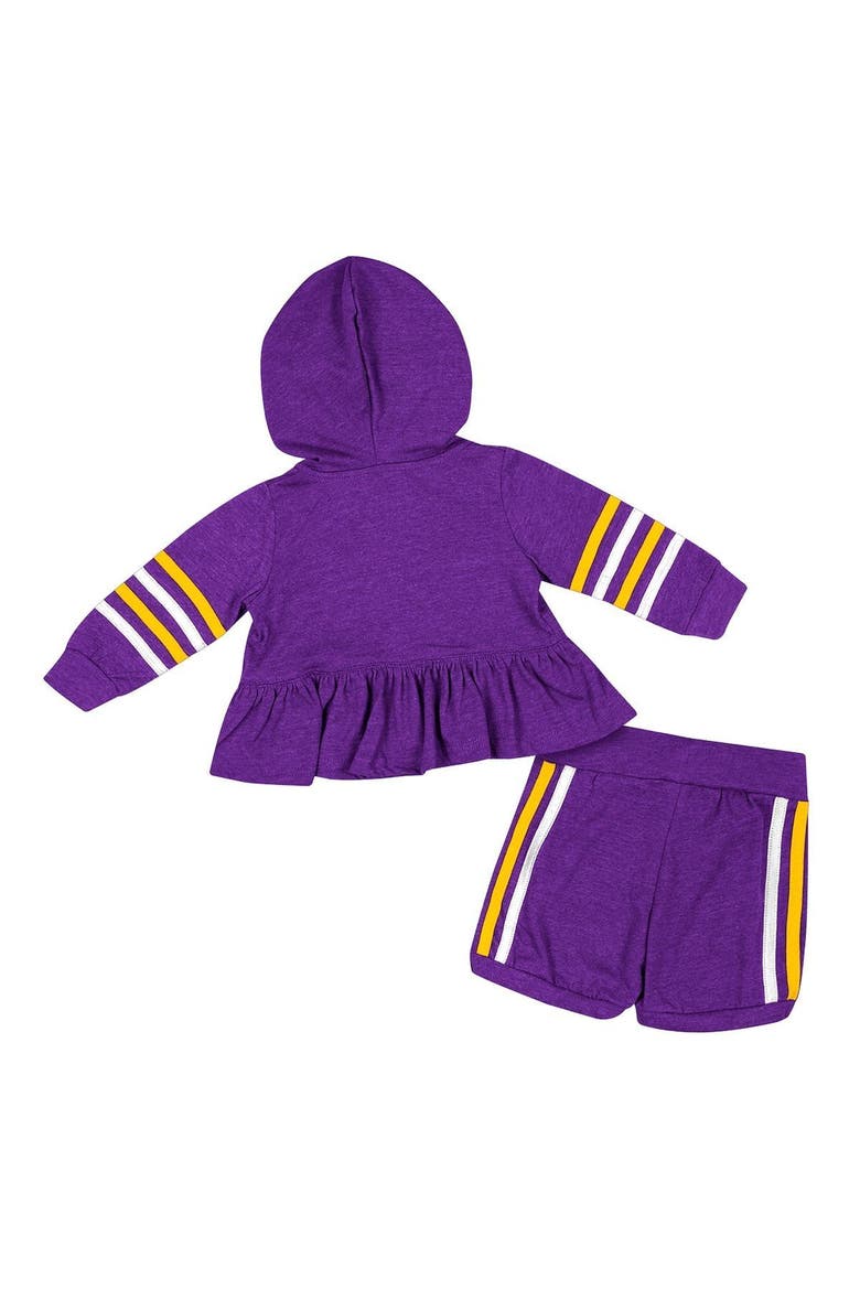 Girls Infant Colosseum Purple LSU Tigers Spoonful Full-Zip Hoodie & Shorts Set, Alternate, color, Purple