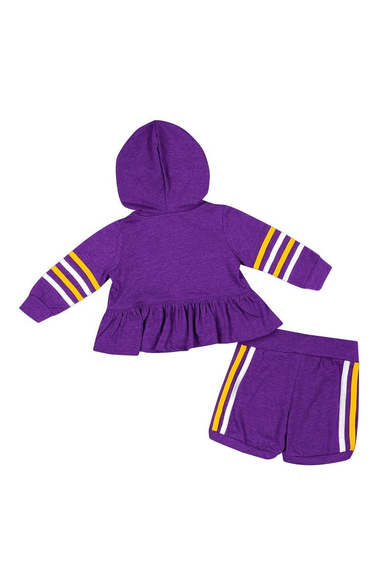COLOSSEUM Girls Infant Colosseum Purple LSU Tigers Spoonful Full-Zip Hoodie & Shorts Set, Alternate, color, Purple