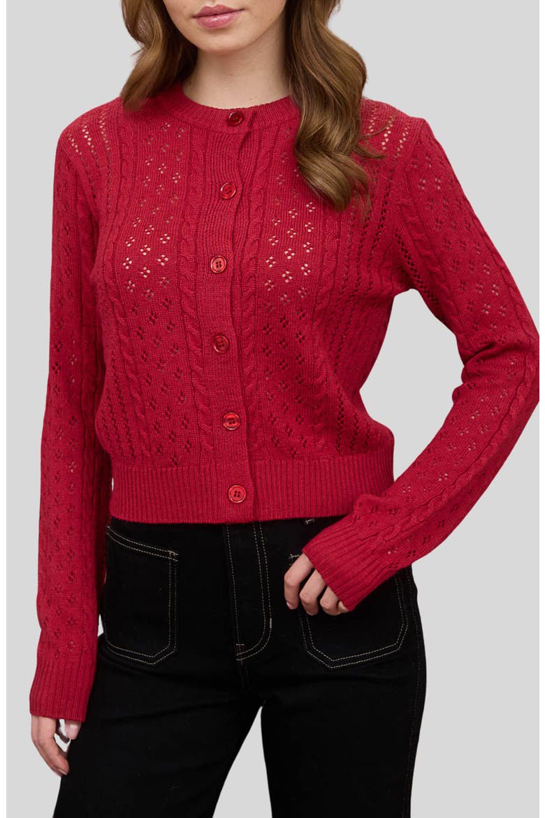 Pointelle Cardigan, Main, color, DEEP RED