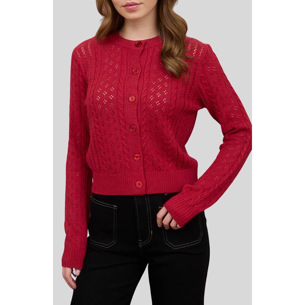Blu Pepper Pointelle Cardigan In Red