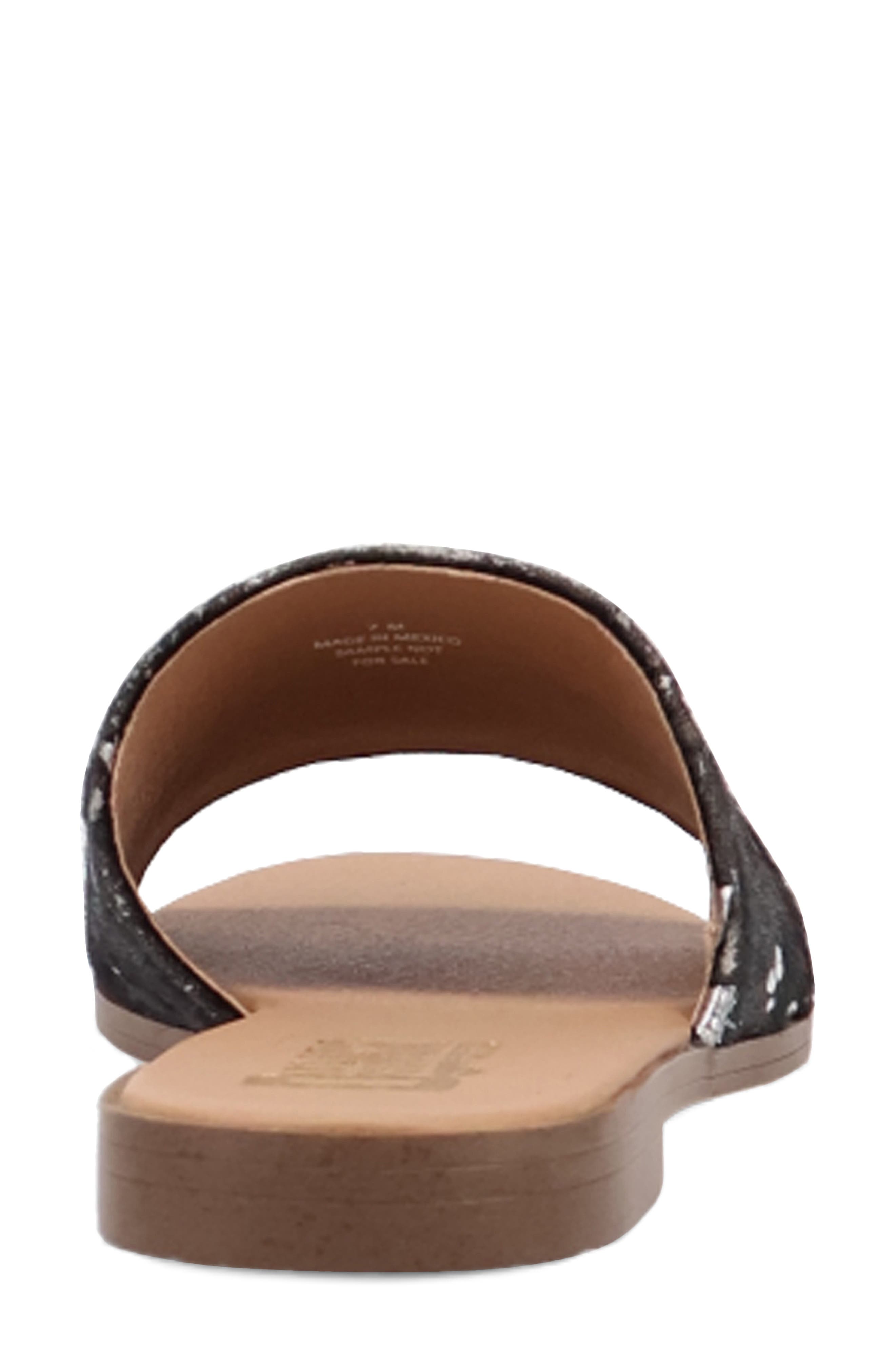 Dingo Moo Moo Genuine Calf Hair Slide Sandal, Alternate, color, Black