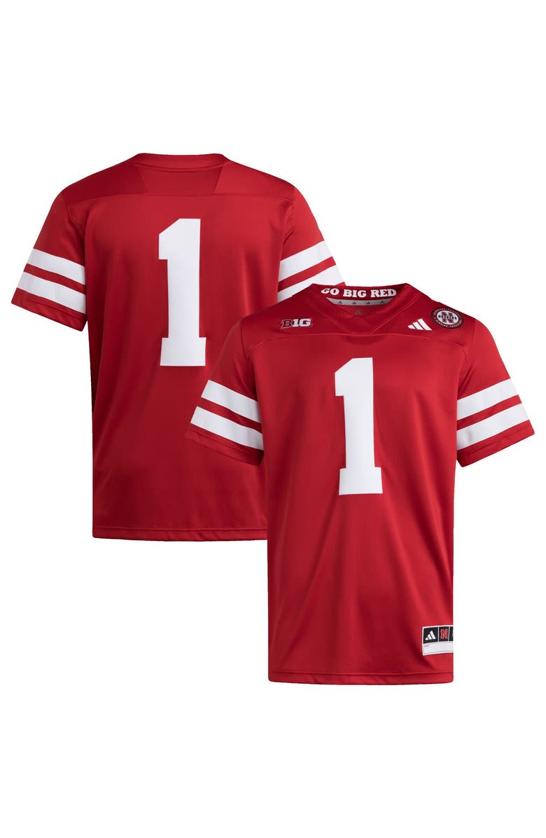 adidas Men's adidas #1 Scarlet Nebraska Huskers Premier Jersey, Alternate, color, Scarlet