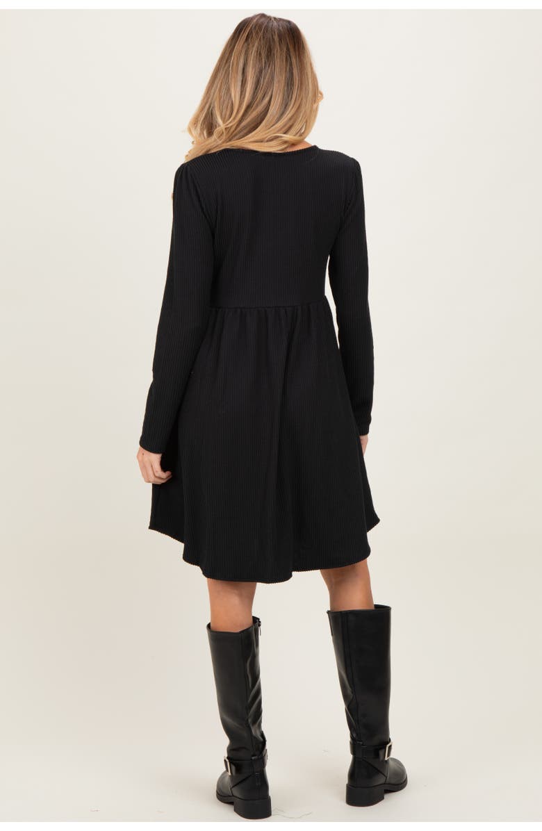 PinkBlush Textured Rib Long Sleeve Dress, Alternate, color, Black