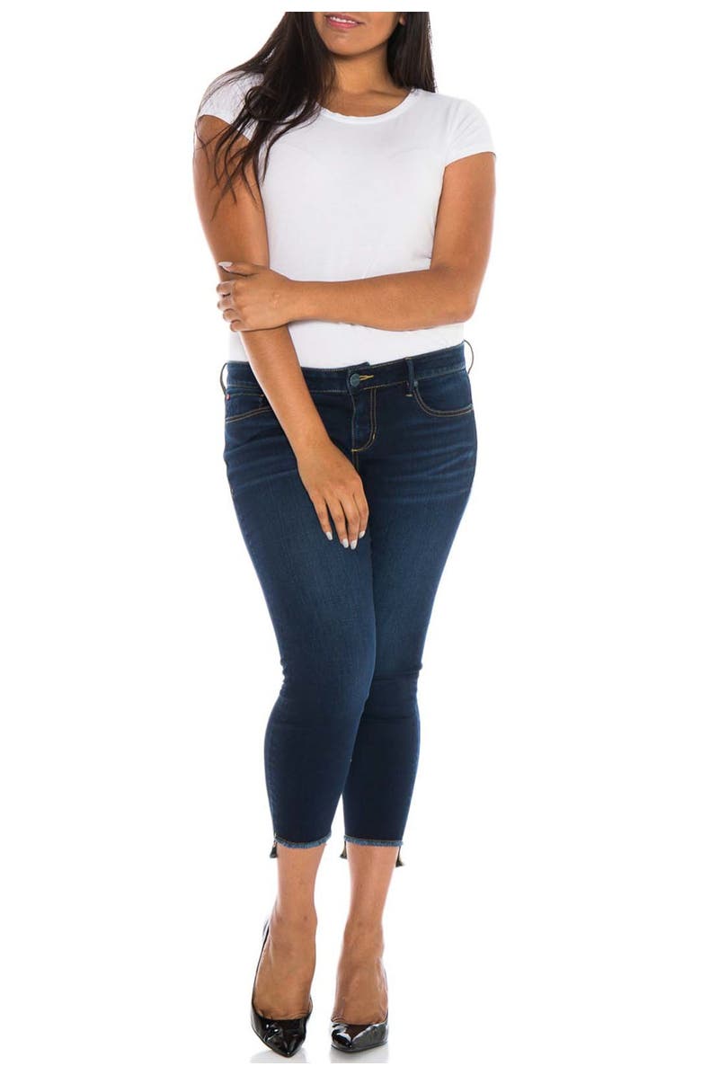 SLINK Jeans Frayed Step Hem Stretch Skinny Jeans, Alternate, color, 