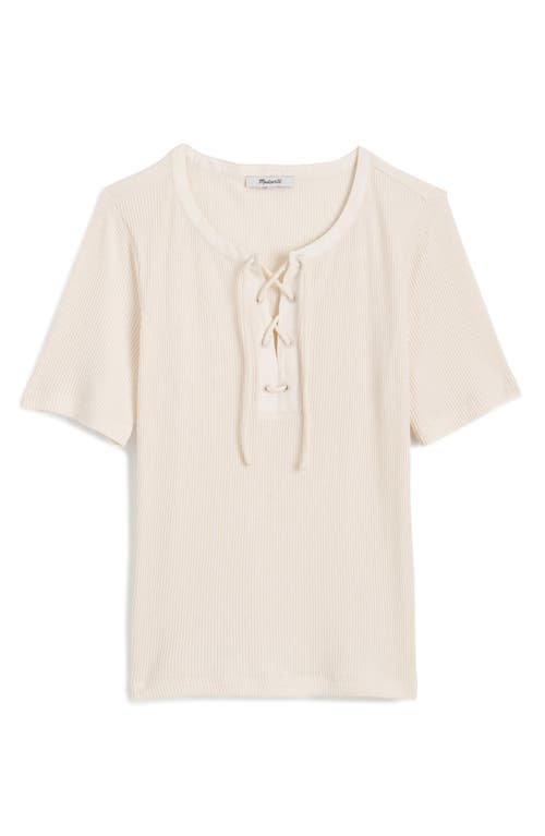 Madewell Rib Lace-up Short-sleeve T-shirt In Vintage Ivory
