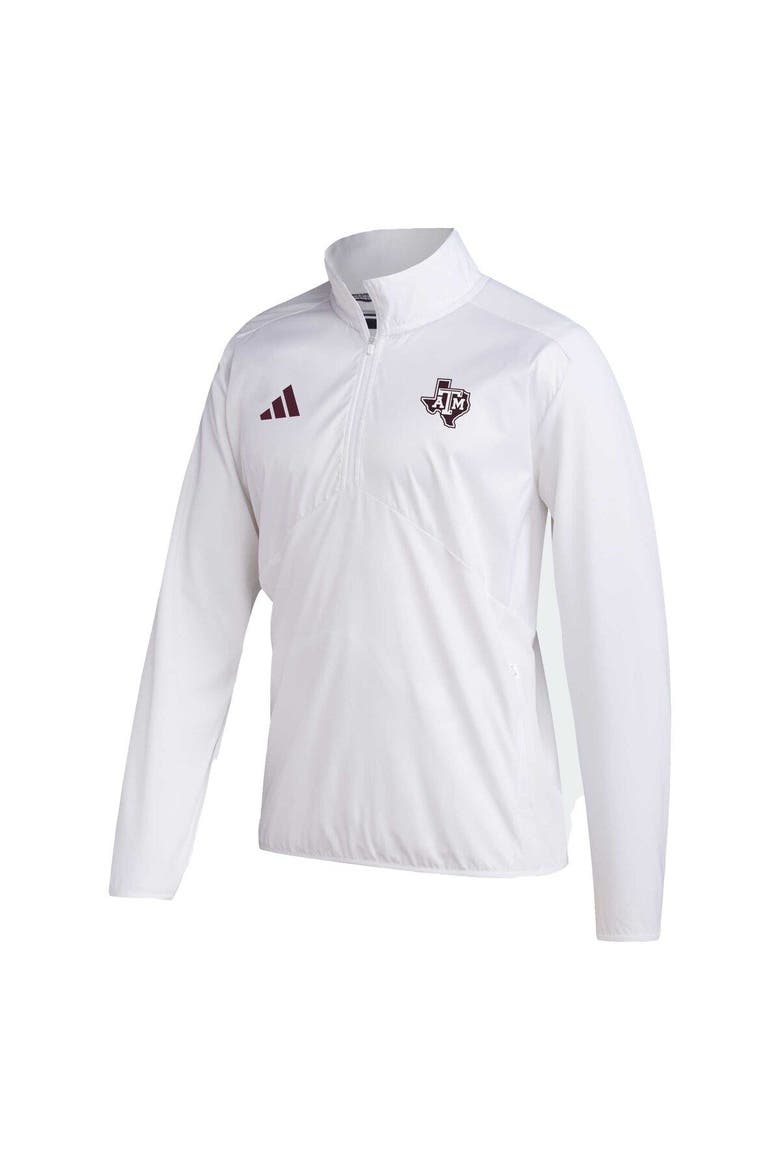 Men's adidas White Texas A&M Aggies Sideline AEROREADY Raglan Sleeve Quarter-Zip Jacket, Alternate, color, White