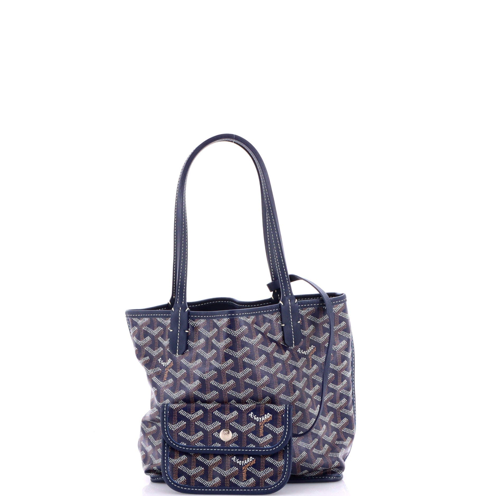 Pre-Owned Goyard Anjou Reversible Tote Coated Canvas Mini, Alternate, color, Blue