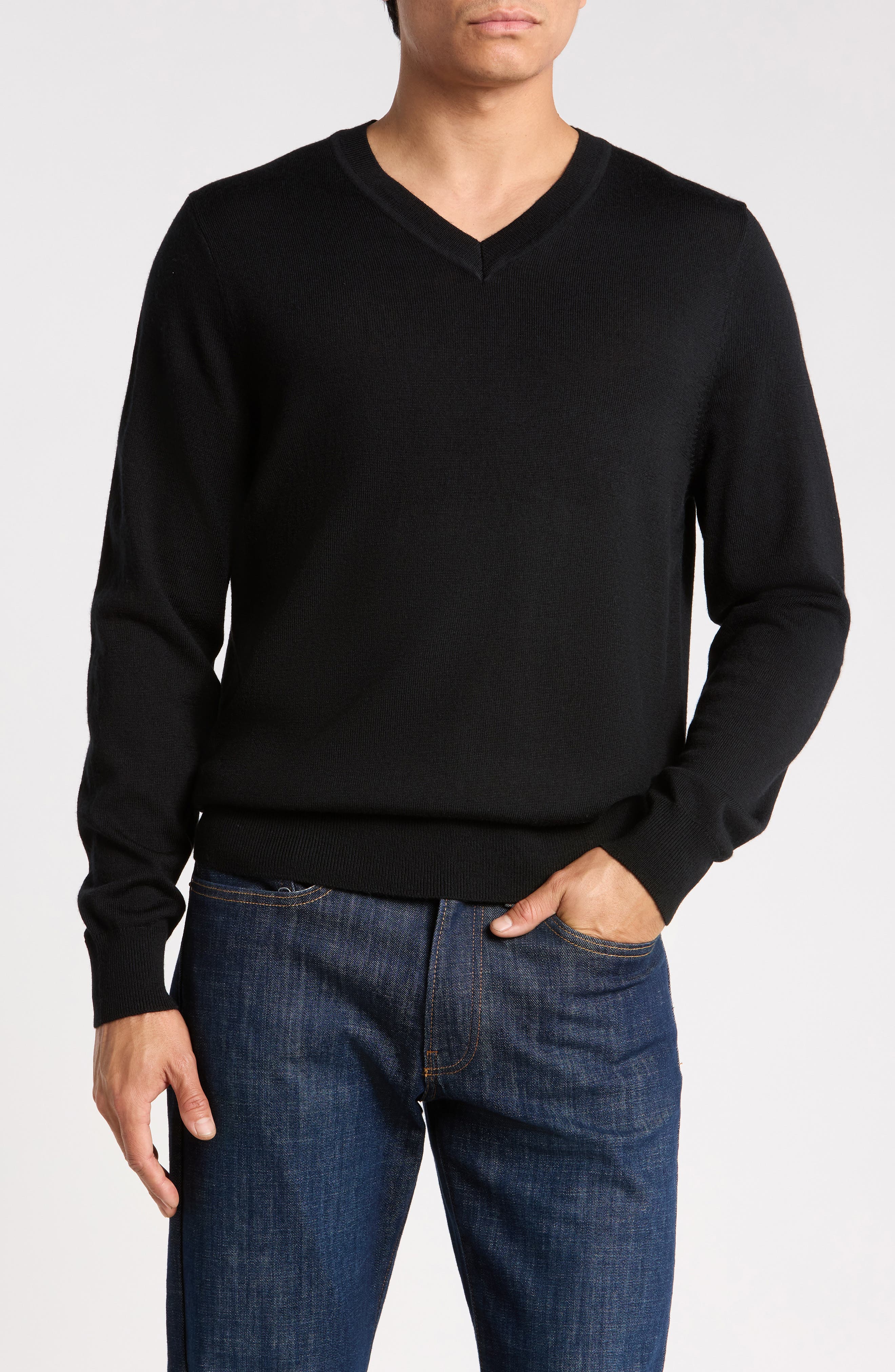 Washable Merino Wool V-Neck Sweater